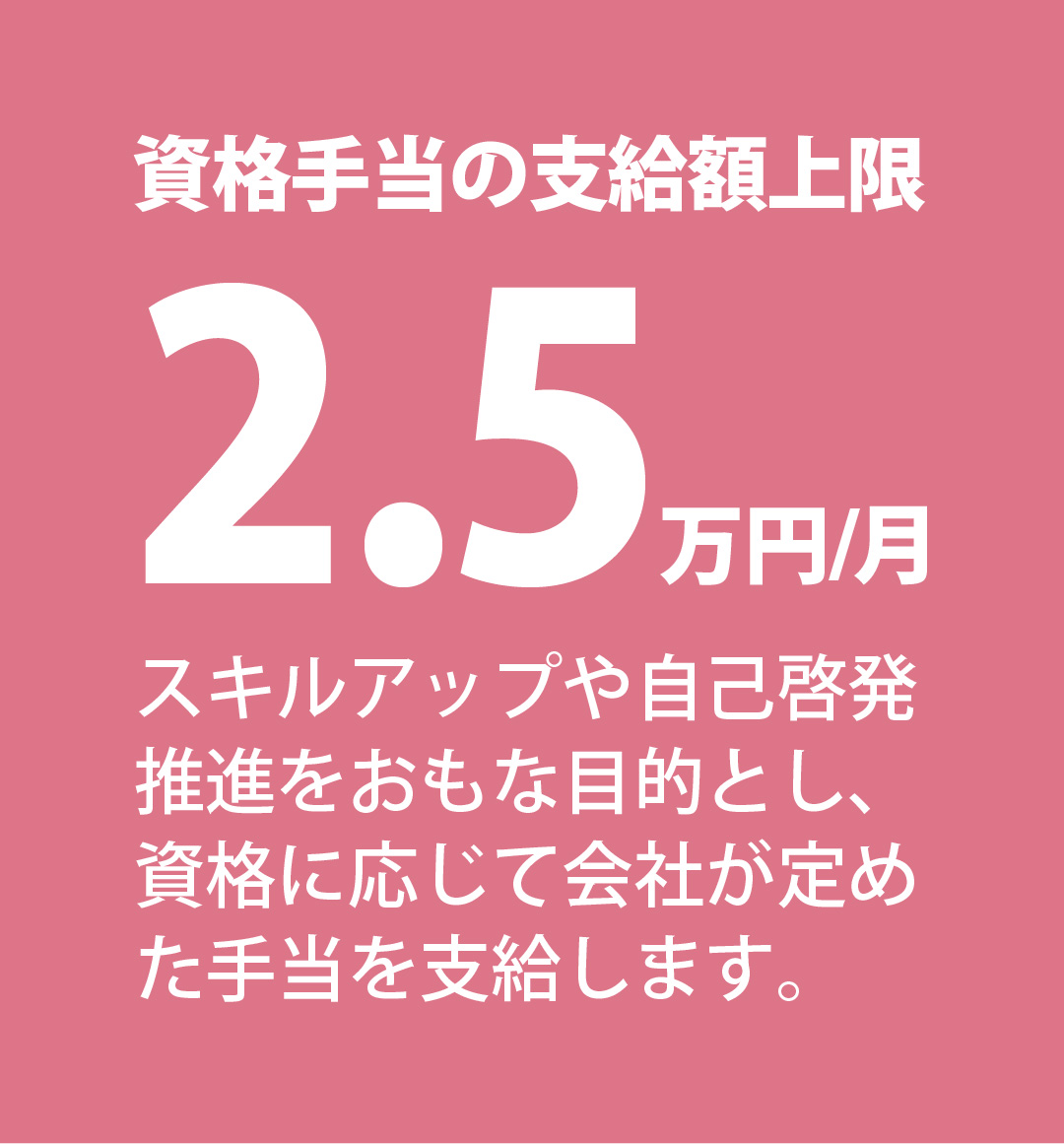 資格手当の支給額上限 25,000円/月